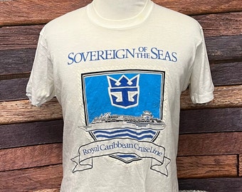 Royal Caribbean Sovereign of the Seas Vintage Cruise Ship Boat 1980s Screen Stars Tee Tshirt (Large)