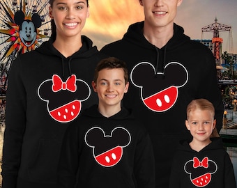 Matching Disney Mickey Mouse Minnie Mouse Family Hoodies for Mom Dad Kids, Disneyland Vacation Hooded Sweatshirts, Disneyworld Trip Hoody
