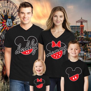 Matching Disney V-neck Dad Mickey Mouse Mom Minnie Mouse Shirts for Adults Men Women Youth Kids Onesie, Disneyworld Tees, Disneyland Trip