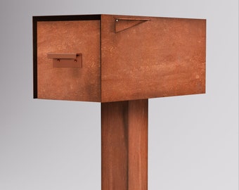 Corten Steel Malone Mailbox Post Mounted- Mid-century- Powder Coated- Custom Mailbox- House Numbers-post not included.