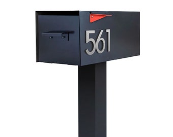 Black Malone Mailbox Post Mounted- Mid-century- Powder Coated- Custom Mailbox- House Numbers- post not included