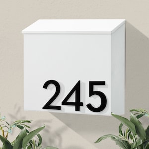 Modern & Contemporary Mailbox Mid-century Powder Coated Custom Mailbox Wall Mounted Mailbox House Numbers Black/Gray/White/Brown IM White