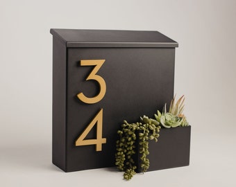 Mid-century Brown Malone Mailbox Post Mounted Wall Mounted Mailbox Custom Mailbox House Numbers Powder Coated