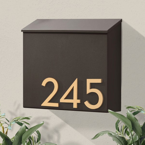 Modern & Contemporary Mailbox- Mid-century- Powder Coated- Custom Mailbox- Wall Mounted Mailbox- House Numbers- Black/Gray/White/Brown IM