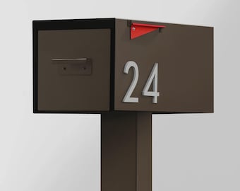 Mid-Century Modern Brown Mailbox with Magnetic House Numbers