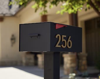 Large Black Malone Mailbox Post Mounted- Mid-century- Powder Coated- Custom Mailbox- House Numbers- post not included