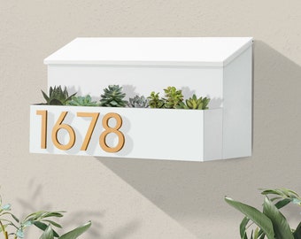 Modern & Contemporary Mailbox- Mid-century- Powder Coated- Custom Mailbox- Wall Mounted Mailbox-  House Numbers- Black/Gray/White/Brown GWM