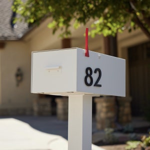 Large White Mailbox: Mid-Century Modern, Powder-Coated Steel, Custom House Numbers