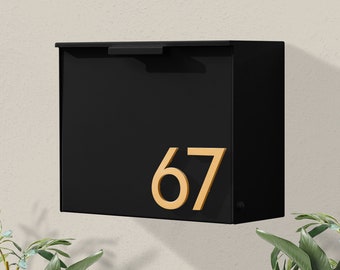 Modern & Contemporary Mailbox- Mid-century- Powder Coated- Custom Mailbox- Wall Mounted Mailbox- House Numbers- Black/Gray/White/Brown CWM