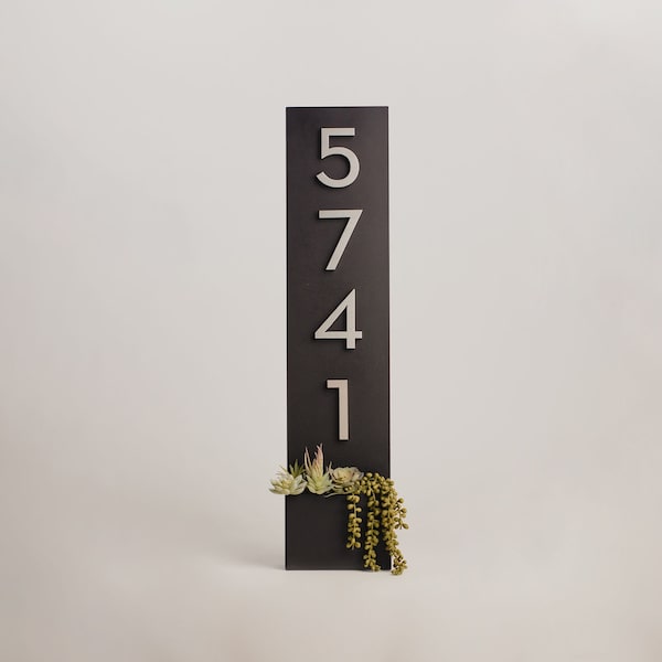 Standing Tall House Number Plaque/ Weather Resistant Steel Address Planter/Address Numbers/ Powder Coated/ Long Lasting