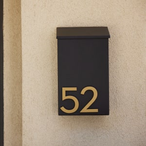 Mid-Century Modern Mailbox: Powder Coated Steel, Custom Address Numbers