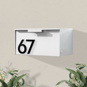 Modern & Contemporary Mailbox- Mid-century- Powder Coated- Custom Mailbox- Wall Mounted Mailbox- House Numbers- Black/Gray/White/Brown SSWM