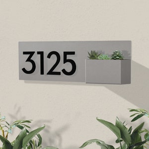 Steel Address Planter: Modern House Number Plaque