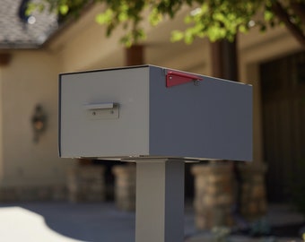 Large Gray Powder Coated Mailbox: Mid-Century Modern with Magnetic Numbers