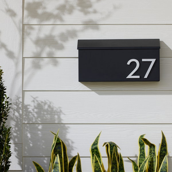 Mid-Century Modern Mailbox: Powder Coated Steel, Magnetic Numbers