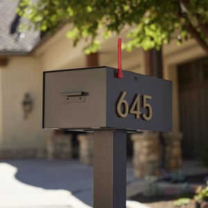 Large Brown Malone Mailbox Post Mounted- Mid-century- Powder Coated- Custom Mailbox- House Numbers- post not included