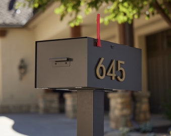 Large Brown Malone Mailbox Post Mounted- Mid-century- Powder Coated- Custom Mailbox- House Numbers- post not included