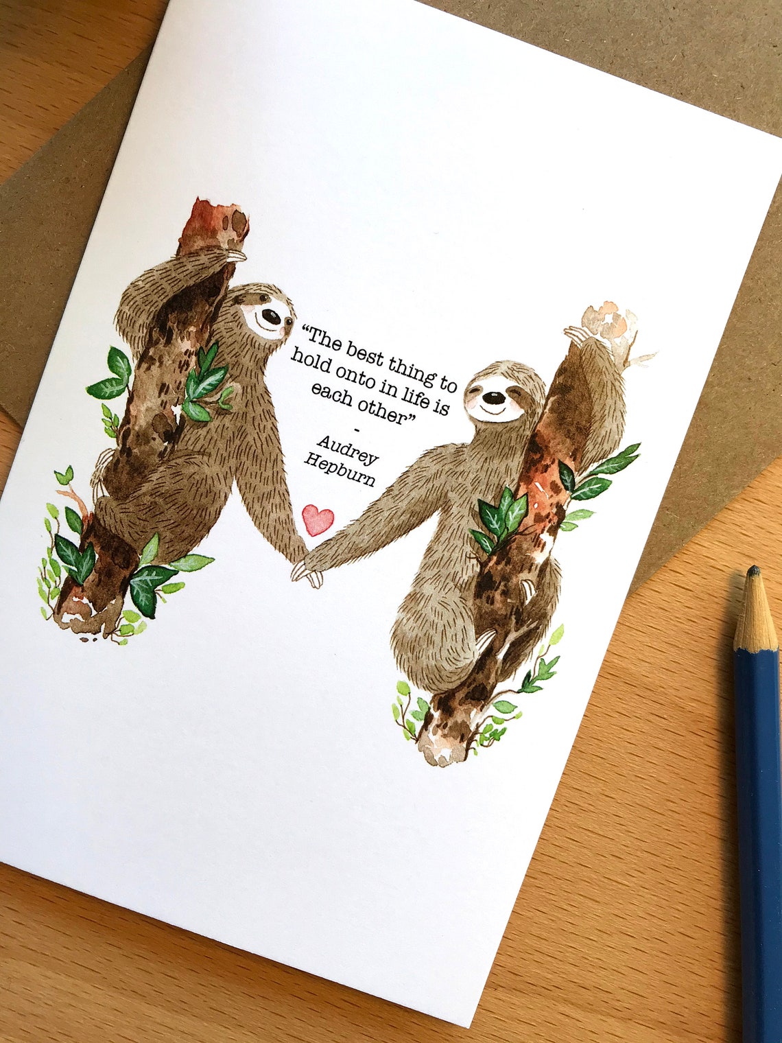 Karte Faultier Faultierkarte Romantische Karte | Etsy