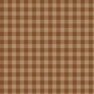 May include: A seamless pattern featuring a classic brown and tan buffalo check design. The repeating pattern consists of evenly sized squares in two shades of brown, creating a grid-like appearance. This design is suitable for various applications.