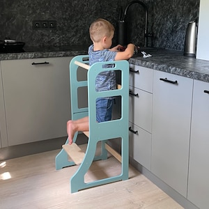 Handmade Wooden Kitchen Tower for Kids – Adjustable Step Stool, Functional Learning Helper, Toddler Stool