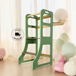Montessori Kitchen Tower | Adjustable Montessori Stool & Observation Tower | Toddler Learning Stool | Kitchen Step Stool | Safe and Modern