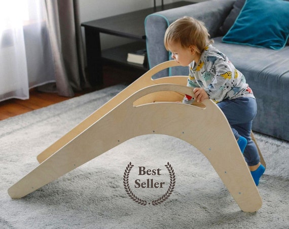 Toboggan intérieur en bois pour tout-petits. Salle d'escalade Safe Kids de  style scandinave. Parfait premier toboggan pour les bébés. Cadeau  d'anniversaire de première année de petit-enfant -  France