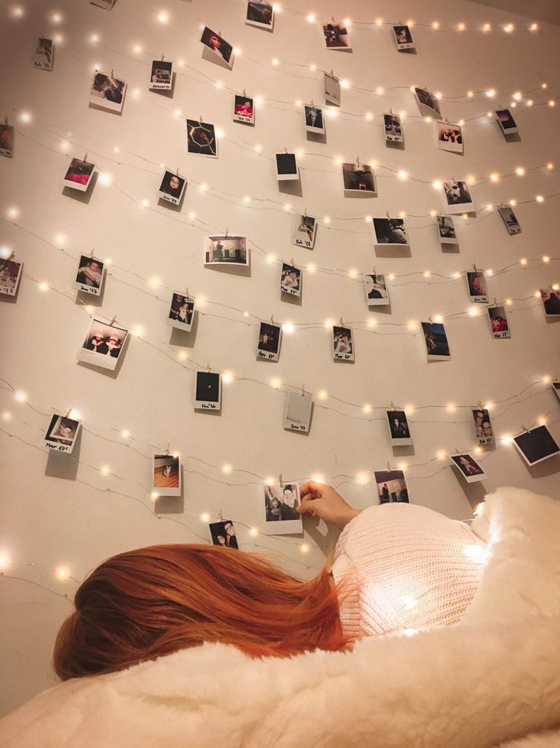String Fairy Lights For Bedroom With Wooden Clips Picture Image 0
