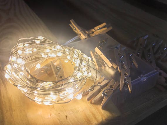 Fairy Lights Photo Display Hanging Bedroom Lights With Wood Clips Micro Led Fairy String Light For Picture Frame Collage Wedding Lighting
