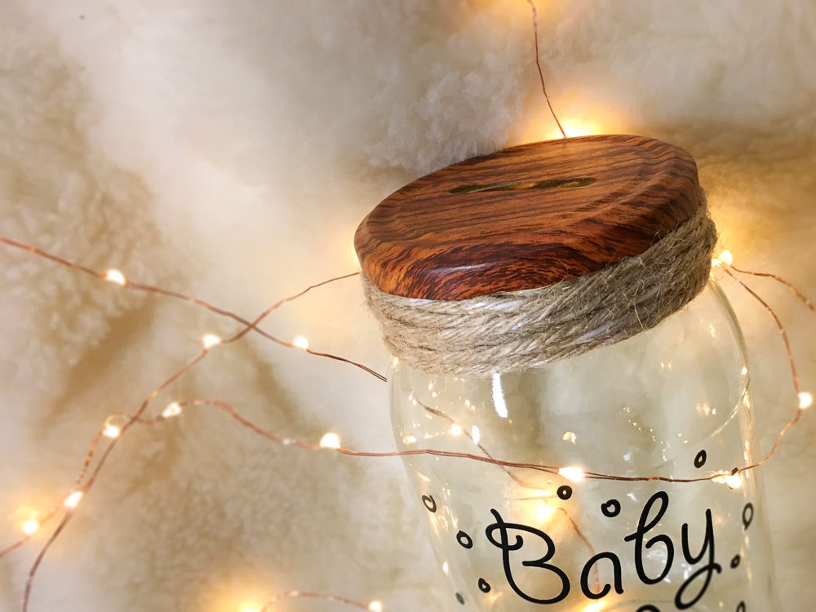 Baby fund money box Cute newborn present Wood print mason Etsy