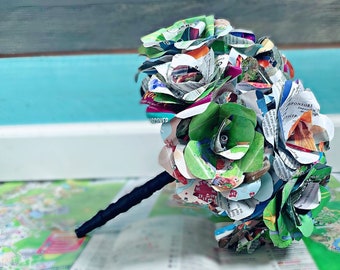 Disney Park Map Wedding Bouquet; Disney wedding , Disney flowers ,Disney bride