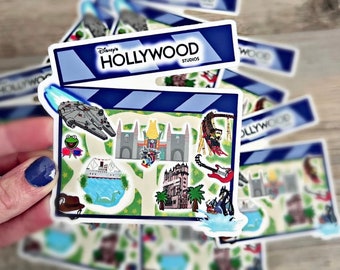 Hollywood Studios Map die cut stickers - Waterproof & Weatherproof