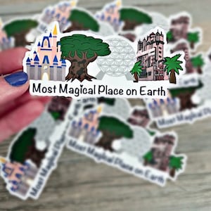 Most Magical Place on earth die cut stickers - Waterproof & Weatherproof - Disney world parks - Disney icons