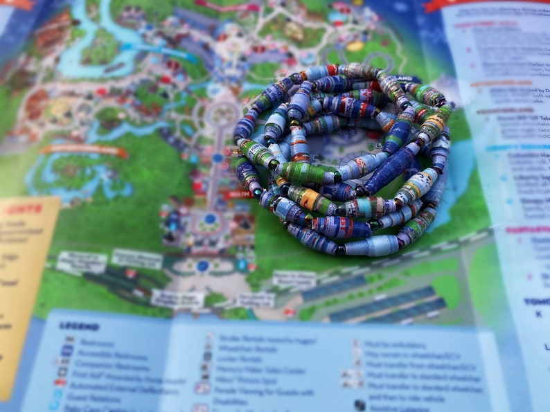 Upcycled Disney Park Map Bracelets image 5