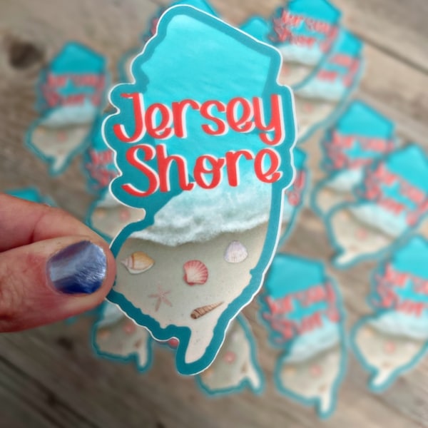 Jersey shore Sticker- Waterproof & Weatherproof- beach tags - cape May- ocean city nj- Atlantic City- flip flops- hello sunshine