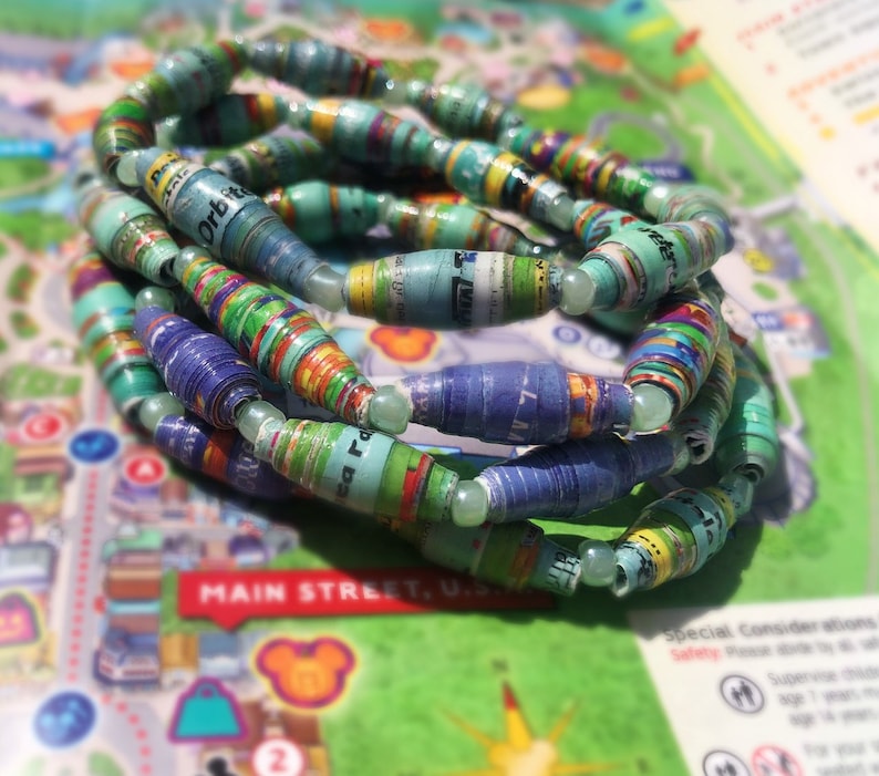 Upcycled Disney Park Map Bracelets image 4