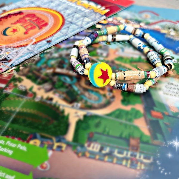 Pixar Ball -Upcycled Disney Map Bracelets; Luxo Jr Ball