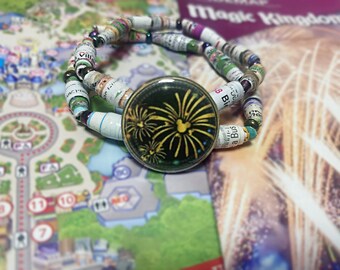 Disney Mickey Fireworks -Upcycled Disney Map Bracelets
