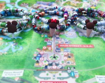 Mickey Ice Cream- Upcycled Disney Map Bracelets