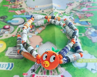 Orange bird -Upcycled Disney Map Bracelets