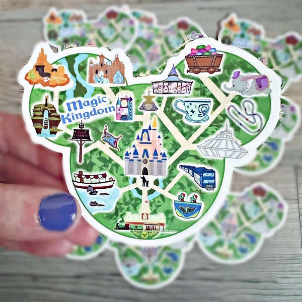 Magic Kingdom Map die cut stickers - Waterproof & Weatherproof