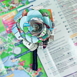 Disney Park Map boutonnieres; Disney wedding