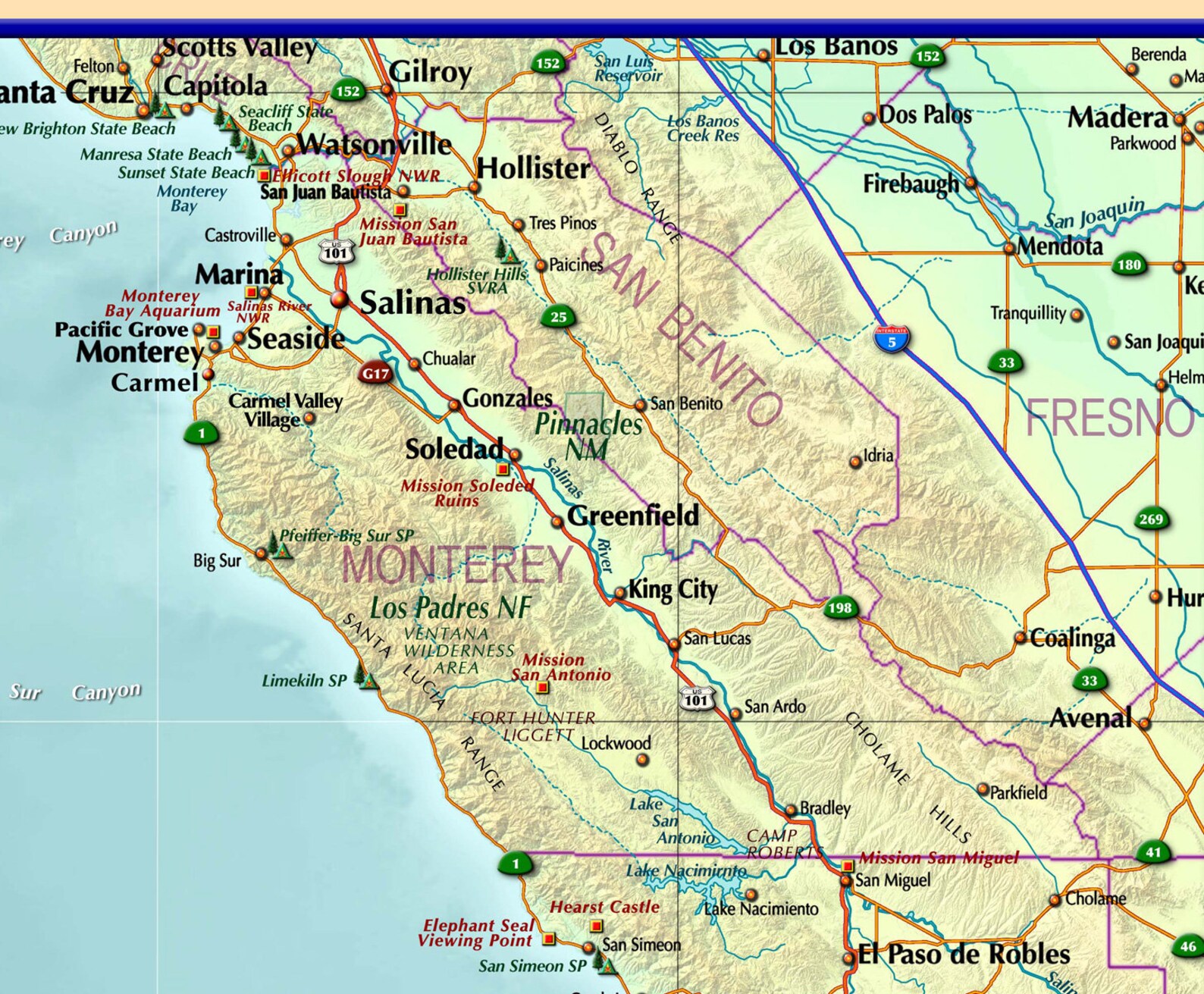 Colorful Southern California Wall Map - Etsy