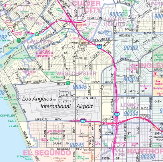 Greater Los Angeles Detailed Region Wall Map (44 Greater Los Angeles Detailed Region Wall Map (44