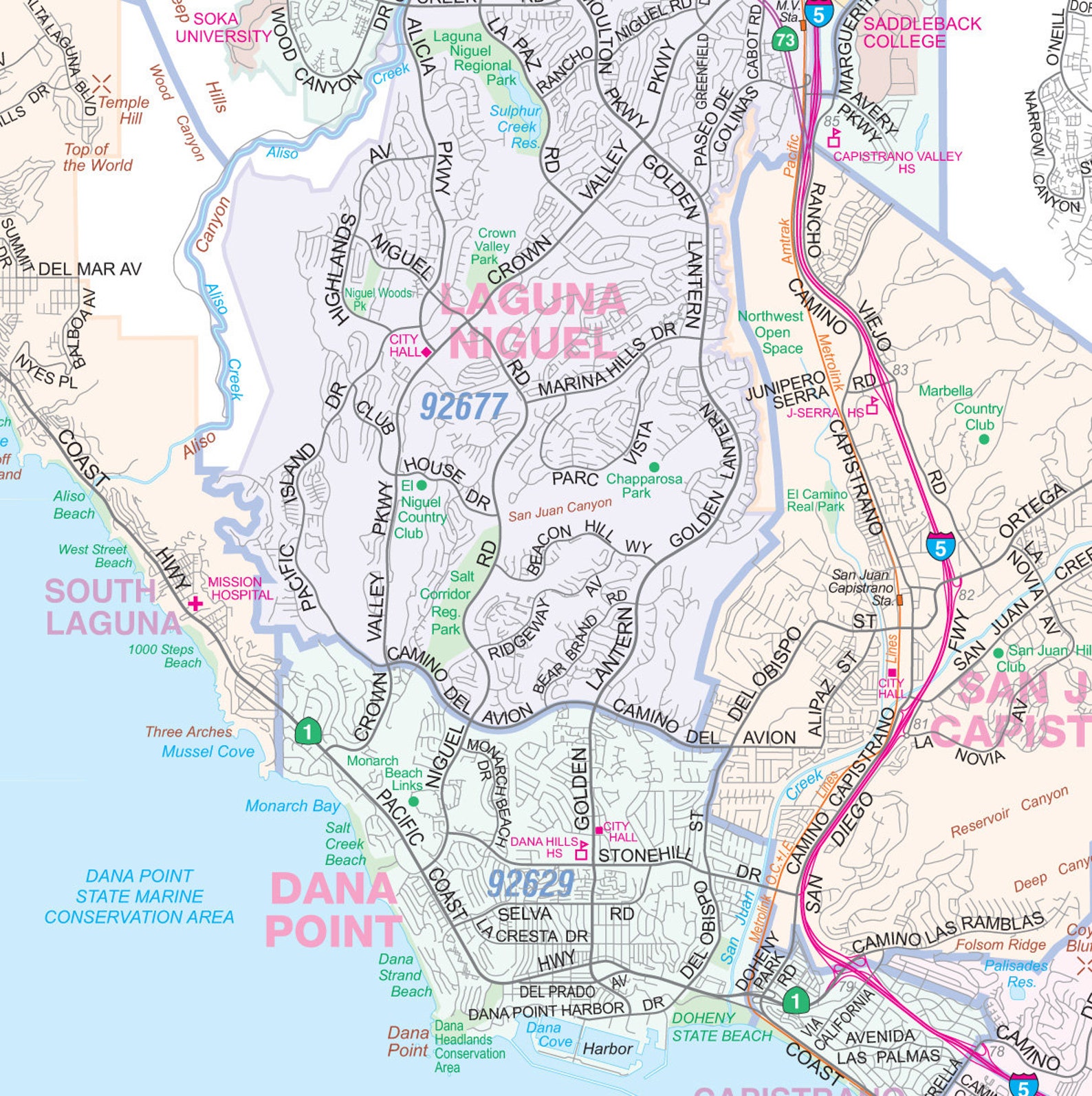 Greater Los Angeles Detailed Region Wall Map - Etsy