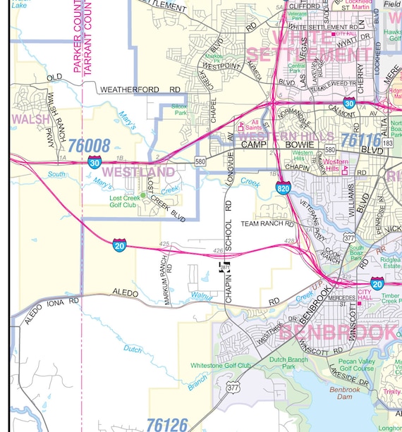 Tarrant County Cad Map Tarrant County Tx Ft. Worth Detailed Arterial Wall Map | Etsy Canada