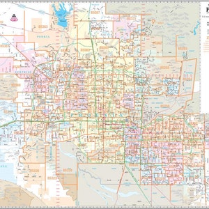 Metropolitan Phoenix Arterial Wall Map With ZIP Codes 2 - Etsy