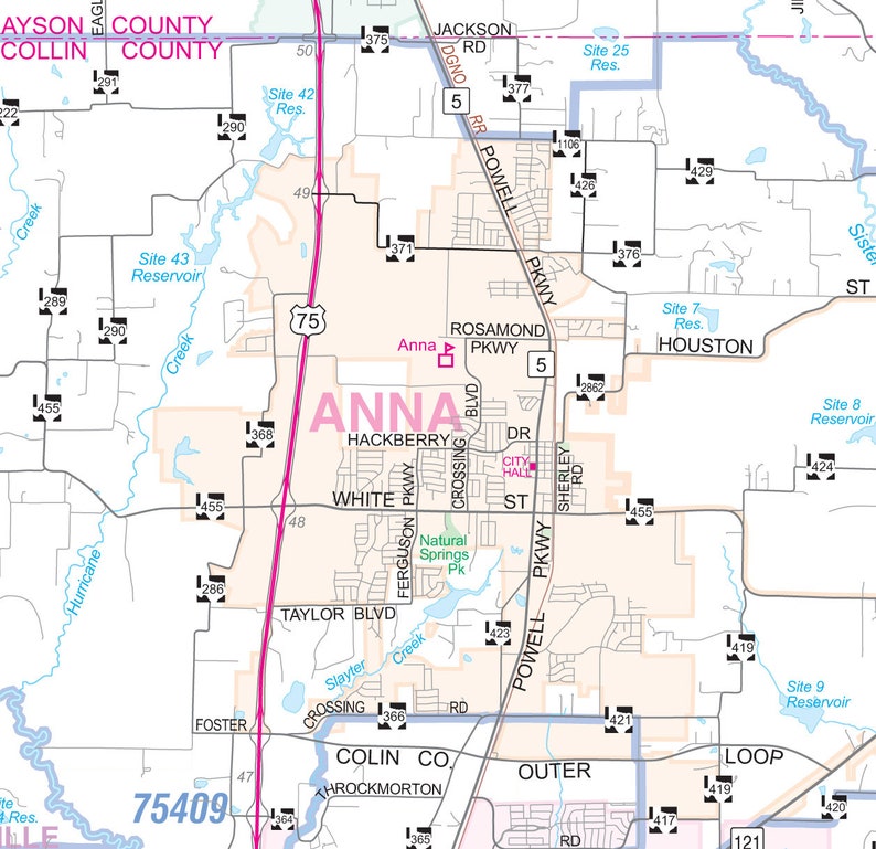 Collin County TX Detailed Arterial Wall Map 40x36 W/zip Codes Etsy