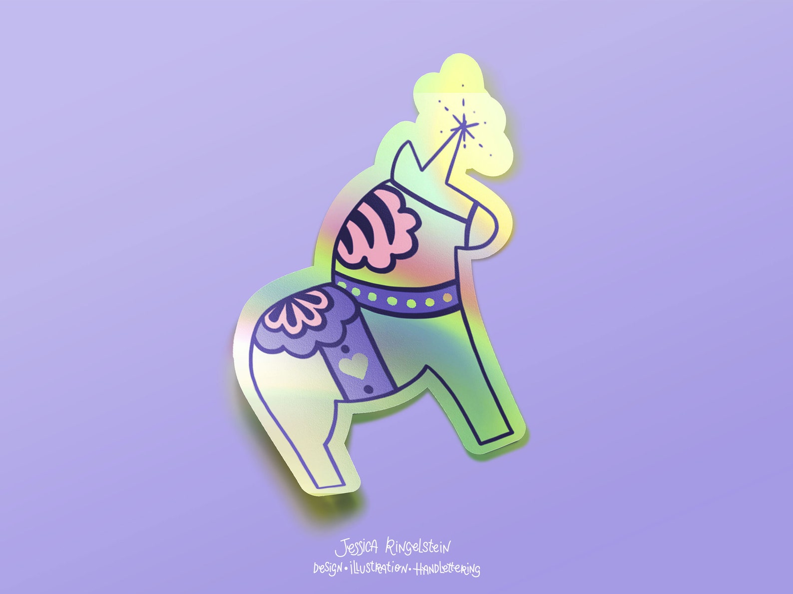 Mock up of holographic Unicorn Sticker