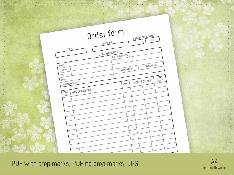 order form and tracker printable small business templates pdf etsy