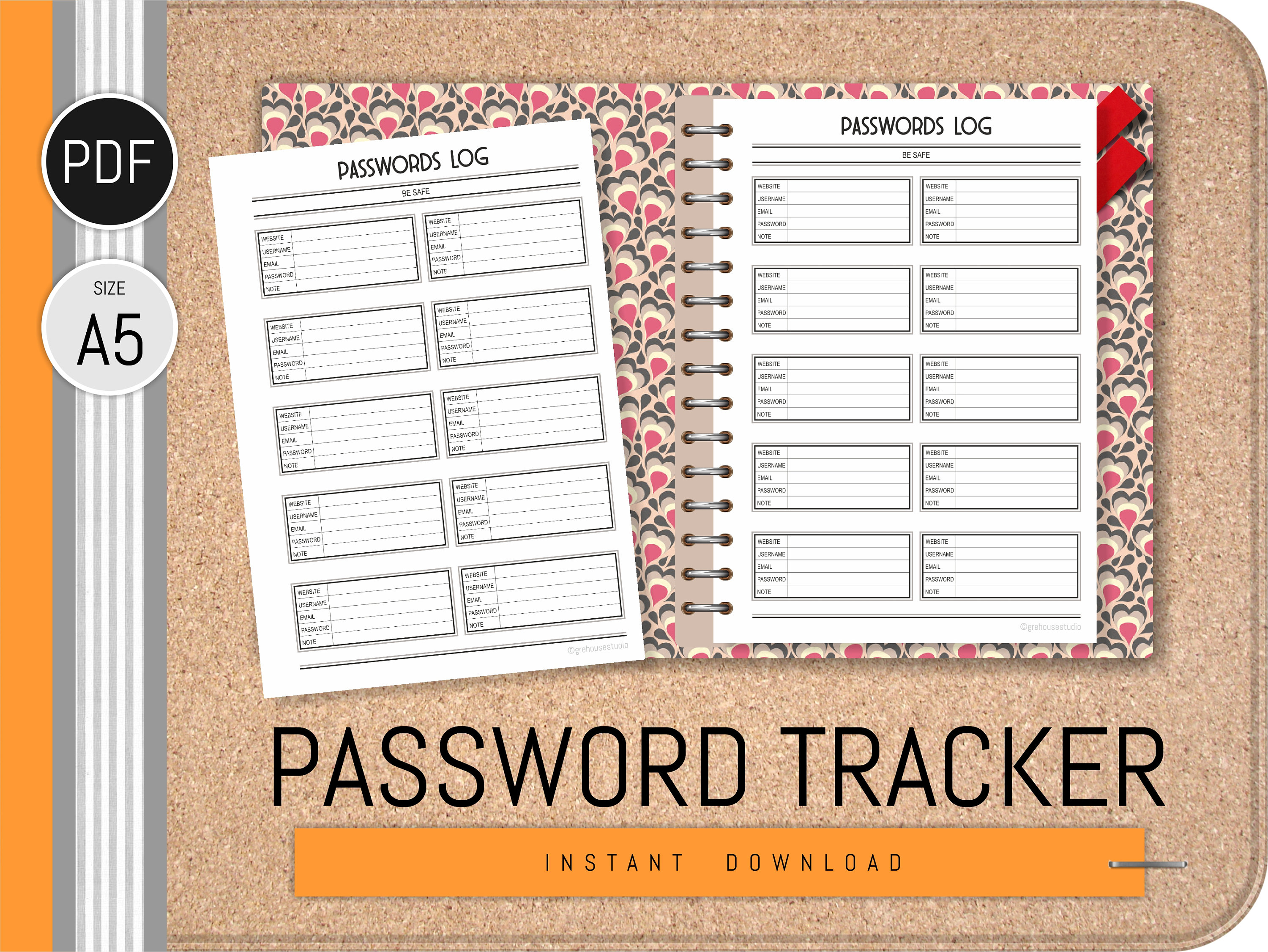 Printable Password book Password keeper Password tracker Etsy